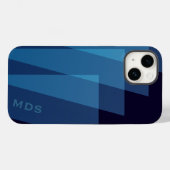 Geometrisches modernes Personalisiert Blau Case-Mate iPhone Hülle (Rückseite (Horizontal))