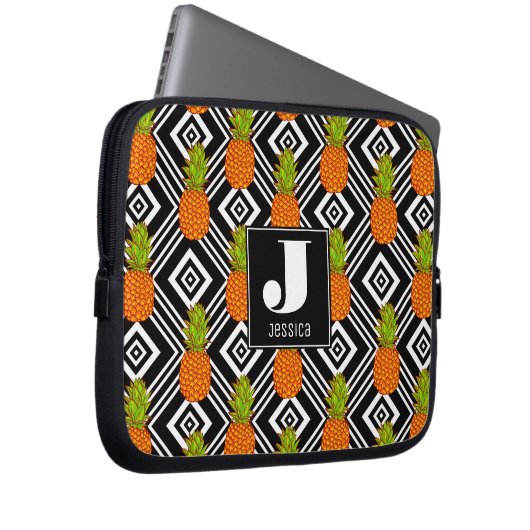 Geometrisches Monogramm der Ananas-| Laptopschutzhülle (Vorne Rechts)