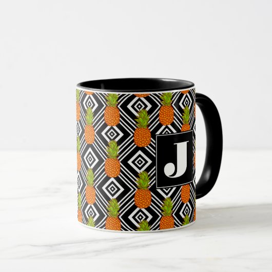 Geometrisches Monogramm der Ananas-| Tasse (VorderseiteRechts)