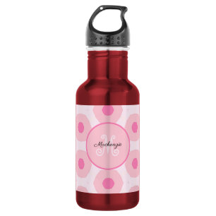 Geometrisches Monogramm der modernen rosa Schaltpu Edelstahlflasche