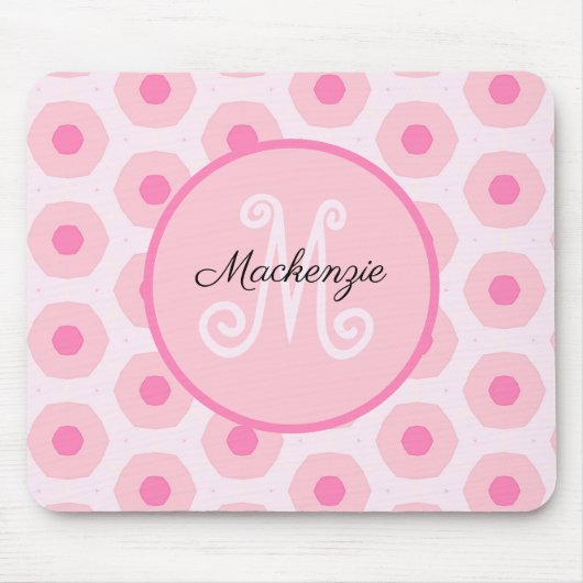 Geometrisches Monogramm der modernen rosa Schaltpu Mousepad (Vorne)