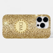 Geometrisches Monogramm für das goldene Glittery-M Case-Mate iPhone Hülle (Rückseite (Horizontal))