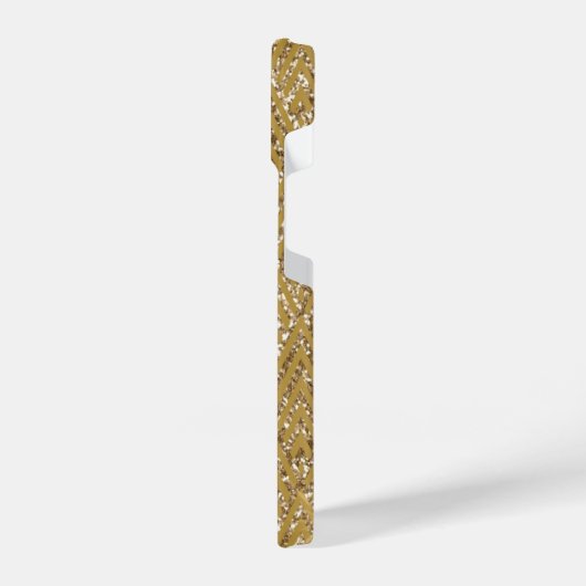 Geometrisches Monogramm für das goldene Glittery-M iPhone Hülle (Linke Seite)