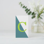 Geometrisches Monogramm grün Visitenkarte (Stehend Vorderseite)