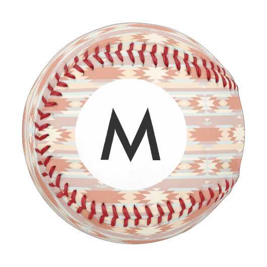 Geometrisches Monogramm-Muster im aztec-Stil 3 Baseball (Vorderseite Links)