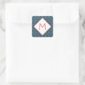 Geometrisches Monogramm Quadratischer Aufkleber (Tasche)