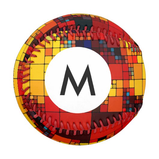 Geometrisches Monogramm Regenbogenmuster Baseball (Vorderseite Links)