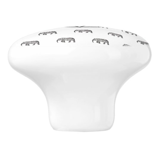 Geometrisches Monogramm, schwarz und weiß Keramikknauf (Seitenansicht)