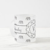 Geometrisches Monogramm, schwarz und weiß Mattglastasse (Vorderseite Links)