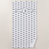 Geometrisches Monogramm, schwarz und weiß Strandtuch (Vorderseite)