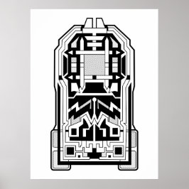 Geometrisches Monolith, Abstrakt Schwarz und Weiß Poster