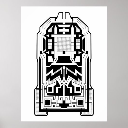 Geometrisches Monolith, Abstrakt Schwarz und Weiß Poster (Vorne)