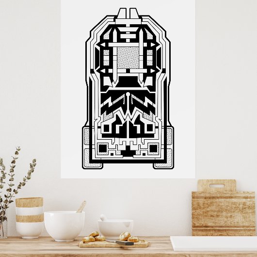 Geometrisches Monolith, Abstrakt Schwarz und Weiß Poster (Küche)