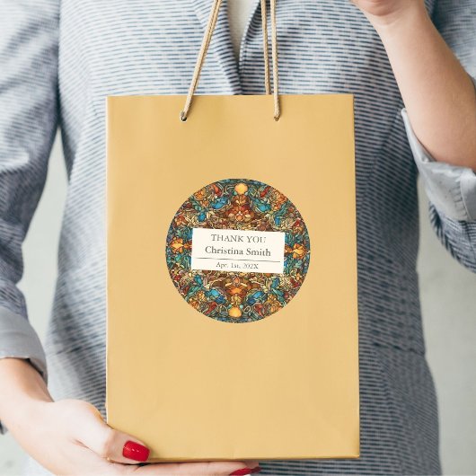 Geometrisches Mosaic Staine Glass Retirement Viele Runder Aufkleber