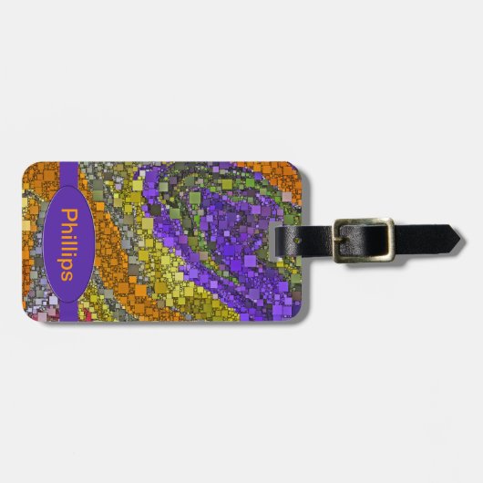 Geometrisches Mosaik, Abstrakt in erdigen Herbstfa Gepäckanhänger (Vorderseite horizontal)