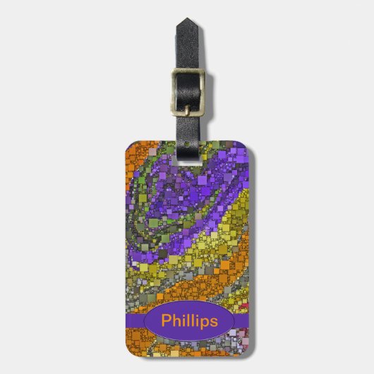 Geometrisches Mosaik, Abstrakt in erdigen Herbstfa Gepäckanhänger (Vorderseite vertikal)