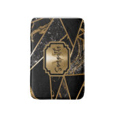 Geometrisches Mosaik aus schwarzem Marmor und Glit Badematte (Vorderseite Vertikal)