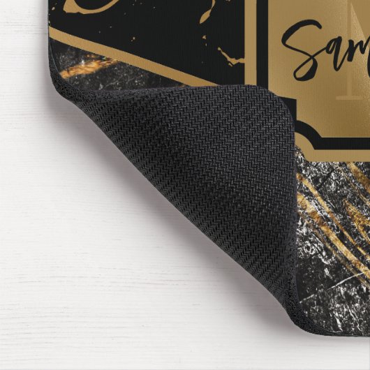 Geometrisches Mosaik aus schwarzem Marmor und Glit Mousepad (Ecke)