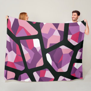 Geometrisches Mosaik, lebendige rosa und violette Fleecedecke
