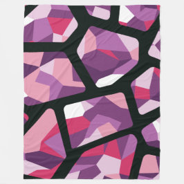 Geometrisches Mosaik, lebhaftes Rosa und Lila Edel Fleecedecke