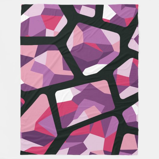Geometrisches Mosaik, lebhaftes Rosa und Lila Edel Fleecedecke (Vorderseite)