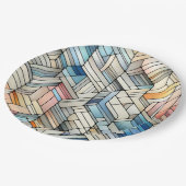 Geometrisches Mosaik Pappteller (Schrägansicht)
