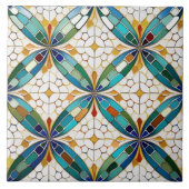 Geometrisches Mosaikflippmuster#5 Aquamarines weiß Fliese (Vorderseite)