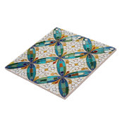 Geometrisches Mosaikflippmuster#5 Aquamarines weiß Fliese (Seite)