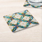 Geometrisches Mosaikflippmuster#5 Aquamarines weiß Rechteckiger Pappuntersetzer (angewinkelt)