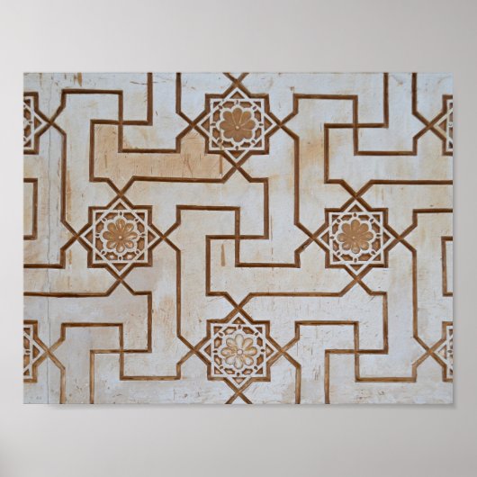 Geometrisches Mosaikmuster aus braunem und cremefa Poster (Vorne)