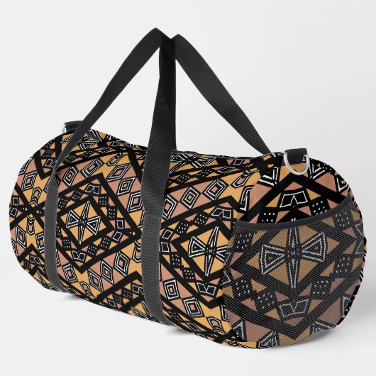 Geometrisches Mudcloth Bogolan Print Duffle Bag (Rechte Ecke)