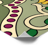 Geometrisches Mughal-Paisley-Muster auf grüner Hin Poster (Ecke)