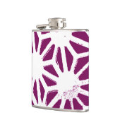 Geometrisches Mulberry- und Weißmuster Flachmann (Links)