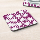 Geometrisches Mulberry- und Weißmuster Getränkeuntersetzer (Linke Seite)