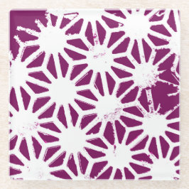 Geometrisches Mulberry- und Weißmuster Glasuntersetzer