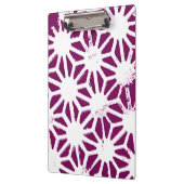 Geometrisches Mulberry- und Weißmuster Klemmbrett (Links)