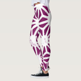 Geometrisches Mulberry- und Weißmuster Leggings