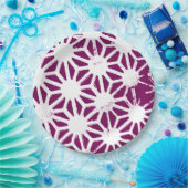 Geometrisches Mulberry- und Weißmuster Pappteller (Party)