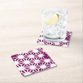 Geometrisches Mulberry- und Weißmuster Rechteckiger Pappuntersetzer (Vor Ort)