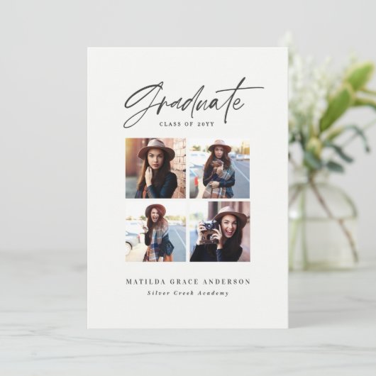 Geometrisches MultiFoto Terrakotta Abschluss Ankündigung (Stehend Vorderseite)