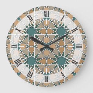 Geometrisches Muster 006 Bens Yusuf Madrasa Große Wanduhr