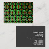 Geometrisches Muster 030614 - Grün, Rot und Schwar Visitenkarte (Vorne/Hinten)