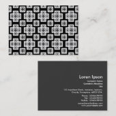 Geometrisches Muster 030614 - Weiß auf Schwarz Visitenkarte (Vorne/Hinten)