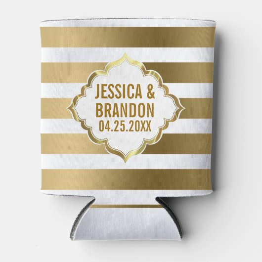 Geometrisches Muster 2 für mit Monogramm Streifen Dosenkühler (Vorderseite)