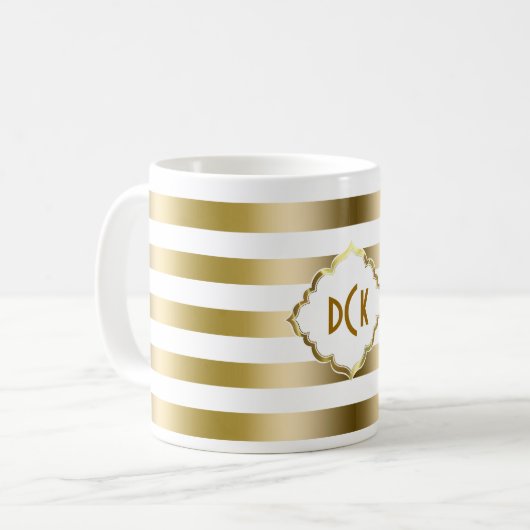 Geometrisches Muster 2 für monogrammierte Goldrape Kaffeetasse (Vorderseite Links)