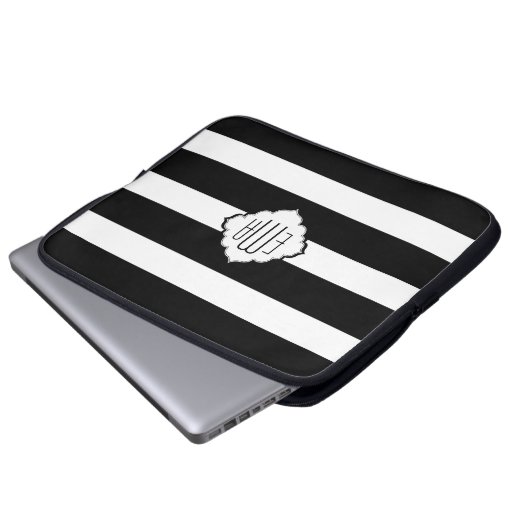 Geometrisches Muster 2 für schwarze und weiße Stre Laptopschutzhülle (Vorne Knopf)