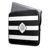 Geometrisches Muster 2 für schwarze und weiße Stre Laptopschutzhülle (Vorderseite Links)