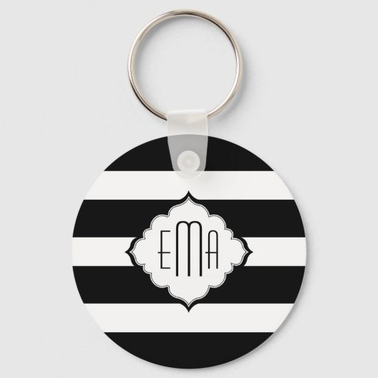 Geometrisches Muster 2 für schwarze und weiße Stre Schlüsselanhänger (Vorderseite)