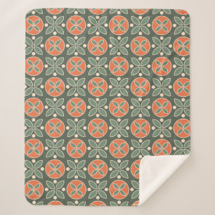 geometrisches Muster 3 grün, orange Sherpadecke