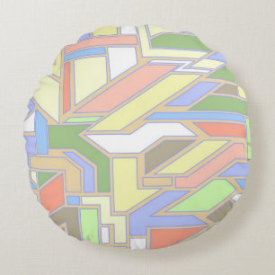 Geometrisches Muster 3 Rundes Kissen